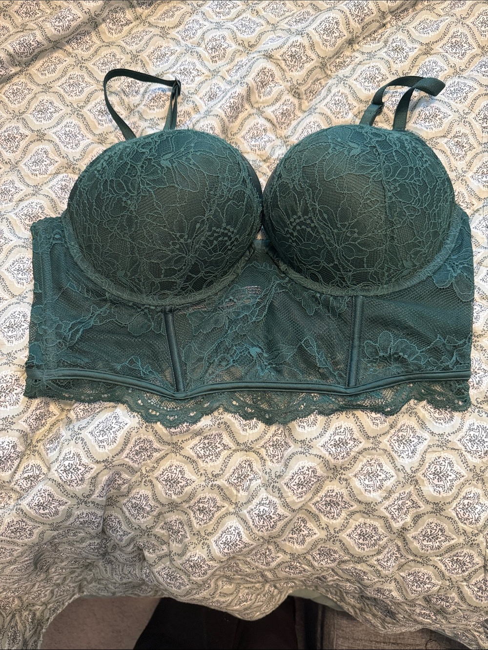 Victoria's Secret Teal Lace Longline Bra